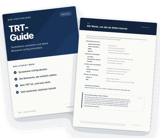 Der kostenlose TRT-Guide von @doktorand.carlo, dazu das Arztgespräch-Paket als Bonus